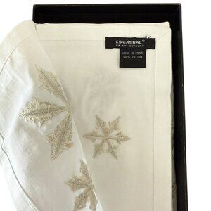 Kim Seybert Snowflake Napkin in White and Silver, Set of 4